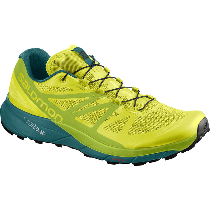 Salomon Israel SENSE RIDE - Mens Trail Running Shoes - Yellow/Green (ADMG-86127)